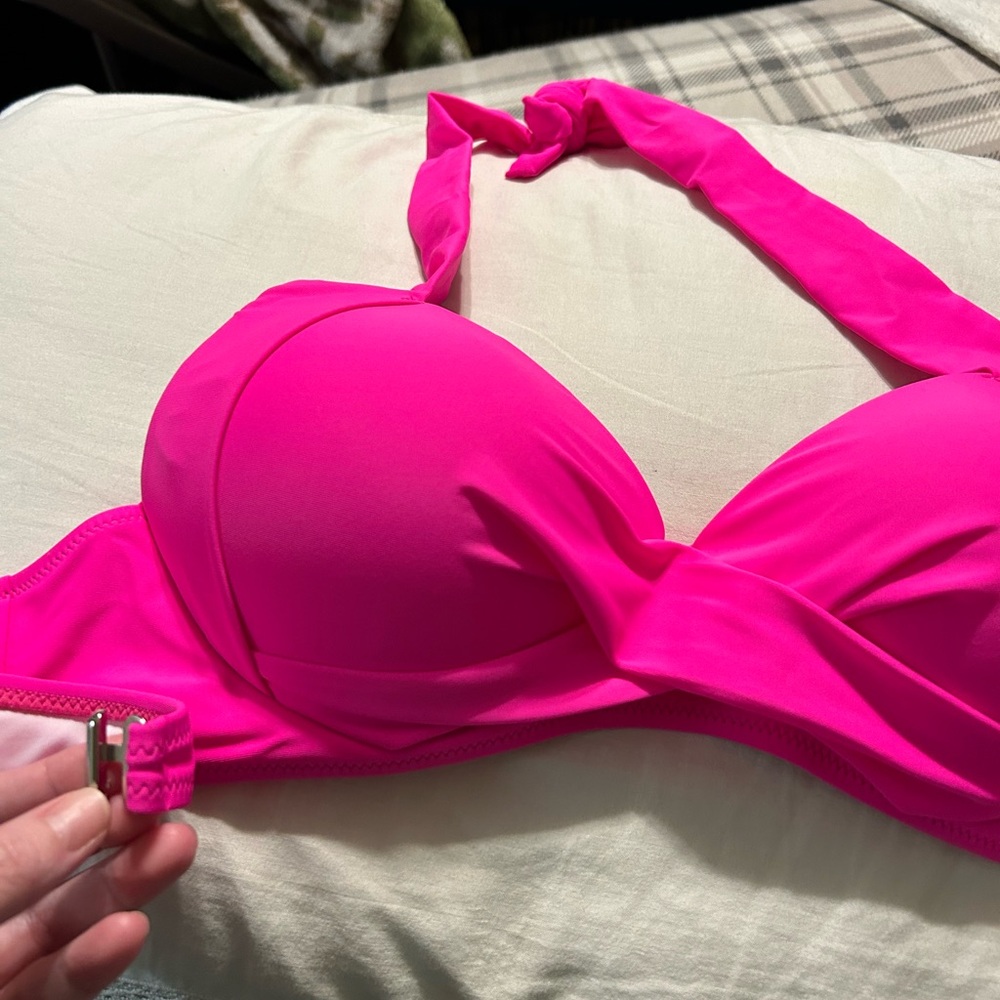 Vibrant Pink Halter Bikini Top